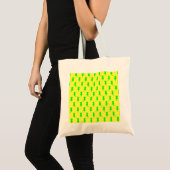 Polka Dot Pattern Pop Art Chat In Limonen und gelb Tragetasche (Vorderseite (Produkt))