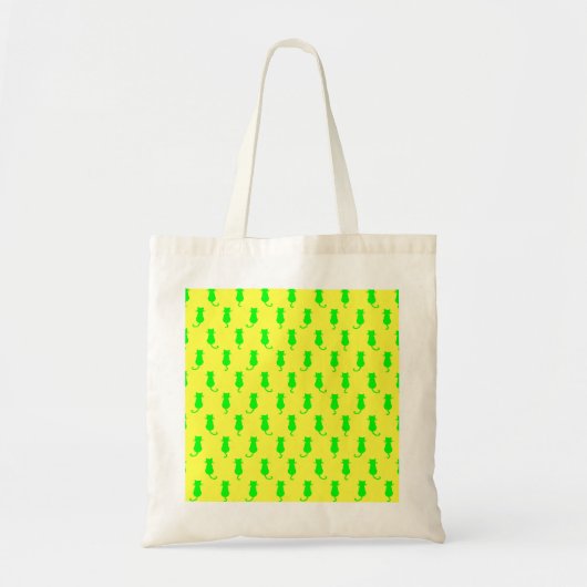 Polka Dot Pattern Pop Art Chat In Limonen und gelb Tragetasche (Vorne)