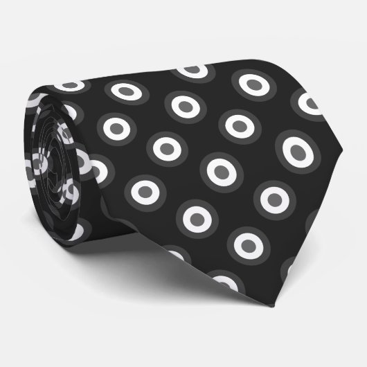 Polka Dot Pattern - Schwarz-weiß Grau Krawatte (Gerollt)