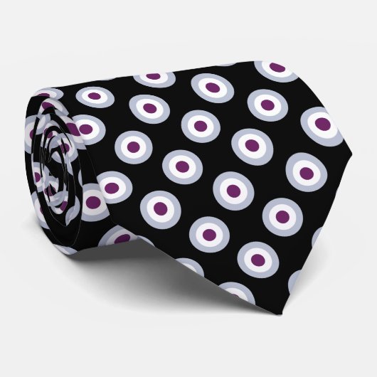Polka Dot Pattern - Schwarz-weißes blaues Violett Krawatte (Gerollt)