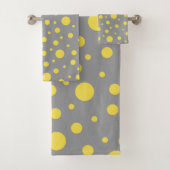 Polka Dot Pattern Yellow Gray Badhandtuch Set (Insitu)