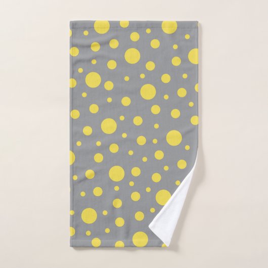 Polka Dot Pattern Yellow Gray Badhandtuch Set (Handtuch)
