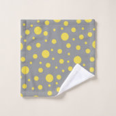 Polka Dot Pattern Yellow Gray Badhandtuch Set (Waschlappen)