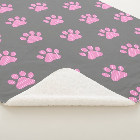 Polka Dot Paw druckt auf Grau Sherpadecke (3/4)