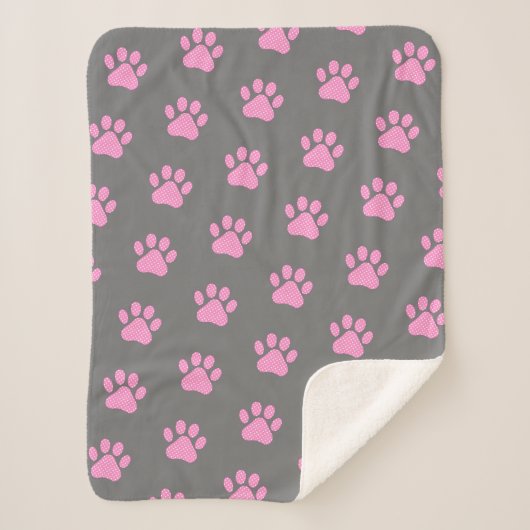 Polka Dot Paw druckt auf Grau Sherpadecke (Vorderseite)