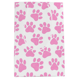 Polka dot paw Prints auf Weiß Mittlere Geschenktüte