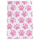 Polka dot paw Prints auf Weiß Mittlere Geschenktüte (Rückseite)