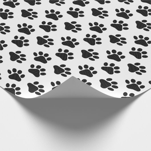 Polka Dot Paw Prints Geschenkpapier (Ecke)