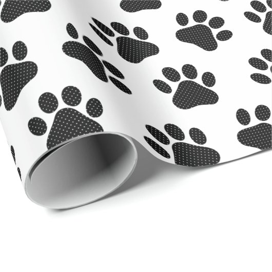 Polka Dot Paw Prints Geschenkpapier (Rolleneckpunkt)