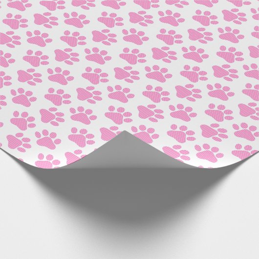 Polka Dot Paw Prints Geschenkpapier (Ecke)
