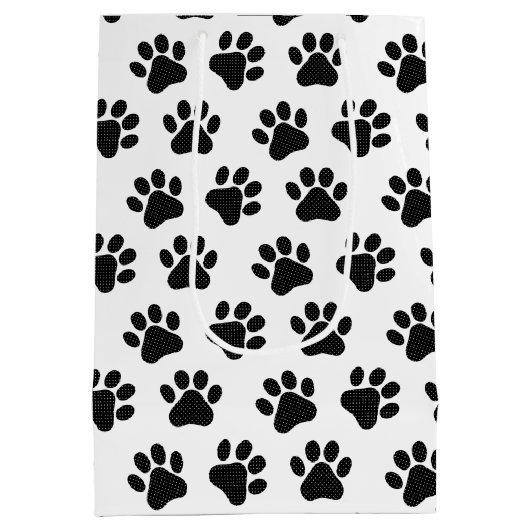 Polka Dot Paw Prints Mittlere Geschenktüte (Rückseite)