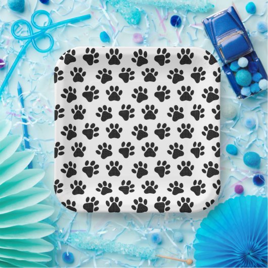 Polka Dot Paw Prints Pappteller (Party)