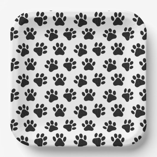Polka Dot Paw Prints Pappteller (Vorderseite)