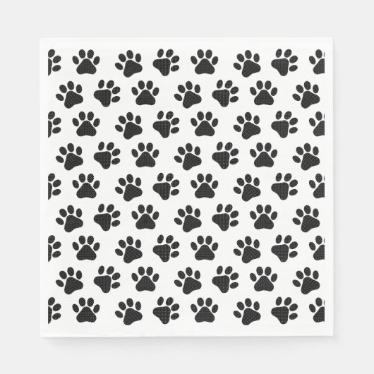 Polka Dot Paw Prints Serviette (Vorderseite)