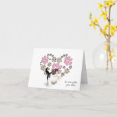 Polka Dot Pawprint Herz für den Verlust der Katze Karte (Gelbe Blume)