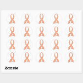 Polka Dot Peach Ribbon Endometriumkrebs Runder Aufkleber (Blatt)