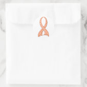 Polka Dot Peach Ribbon Endometriumkrebs Runder Aufkleber (Tasche)