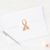 Polka Dot Peach Ribbon Endometriumkrebs Runder Aufkleber (Umschlag)