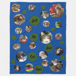 Polka Dot Pet Foto Keepake Blue Fleece Blankon