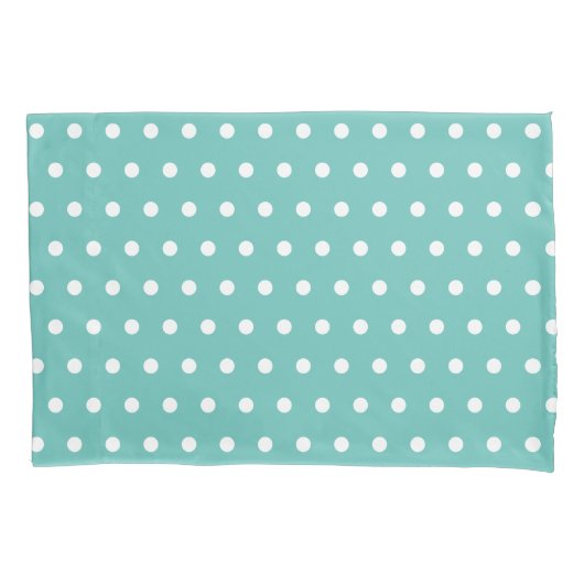 Polka Dot Pillowcase (Aqua & White) Kissenbezug (Vorderseite)