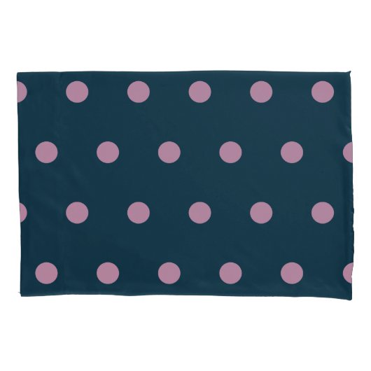 Polka Dot Pillowcase (Midnight Blue & Soft Pink) Kissenbezug (Vorderseite)