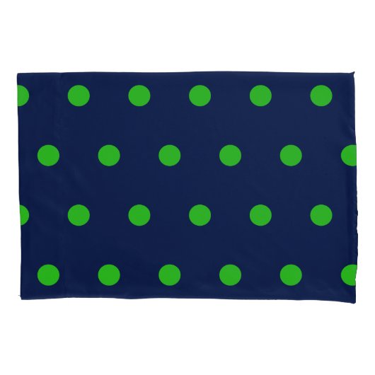 Polka Dot Pillowcase (Navy Blue & Lime Green) Kissenbezug (Vorderseite)