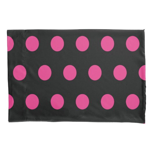 Polka Dot Pillowcase (Schwarz & Neon Pink) Kissenbezug (Vorderseite)