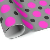 Polka Dot Pink auf Grau Geschenkpapier (Rolleneckpunkt)
