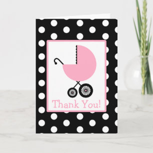 Polka Dot & Pink Carriage Baby Dusche Vielen Dank Dankeskarte