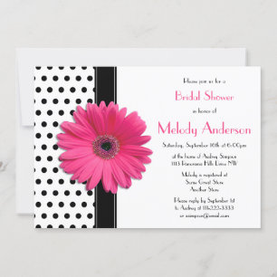 Polka Dot Pink Daisy Bridal Dusche Einladung