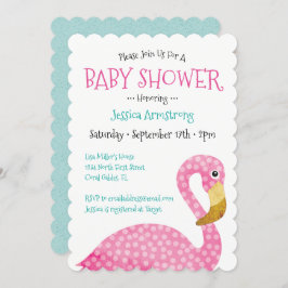 Polka Dot Pink Flamingo Baby Dusche Einladung