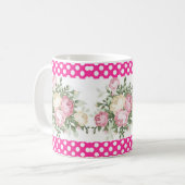 Polka dot Pink Floral Tasse (Vorderseite Links)
