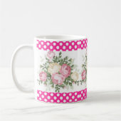 Polka dot Pink Floral Tasse (Links)