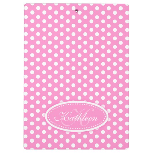 Polka dot pink fügen Sie Ihren Namen und die erste Klemmbrett (Rückseite)