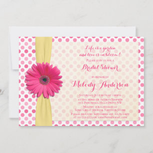 Polka Dot Pink Gerber Bridal Dusche Einladung