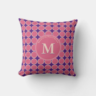 POLKA DOT Pink Lila Monogramm-Skript Kissen