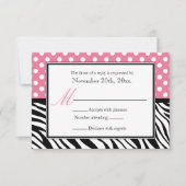 Polka Dot Pink & Zebra Print Replik Cards RSVP Karte (Vorderseite)