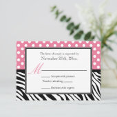 Polka Dot Pink & Zebra Print Replik Cards RSVP Karte (Stehend Vorderseite)