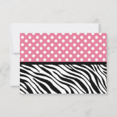 Polka Dot Pink & Zebra Print Replik Cards RSVP Karte (Rückseite)