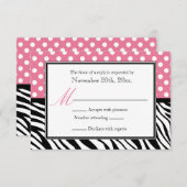 Polka Dot Pink & Zebra Print Replik Cards RSVP Karte (Vorne/Hinten)