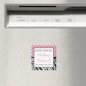 Polka Dot Pink Zebra Print Speichern Sie das Datum Magnet (In Situ (Geschirrspüler))