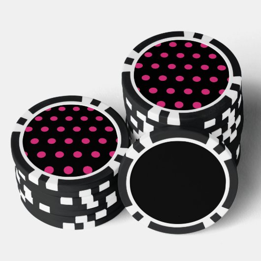 Polka Dot Poker Chips (Schwarz & Neon Pink) (Stapel)