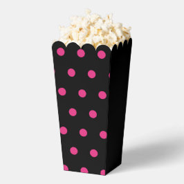 Polka Dot Popcorn Box (Schwarz & Neon Pink) Geschenkschachtel