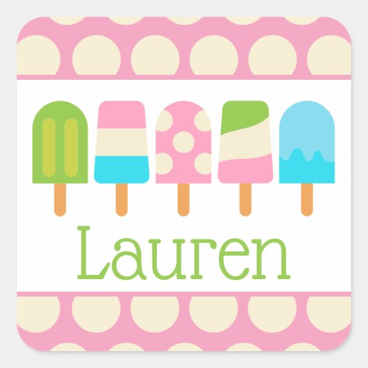 Polka Dot Popsicle Personalisiert Stickers (Vorderseite)