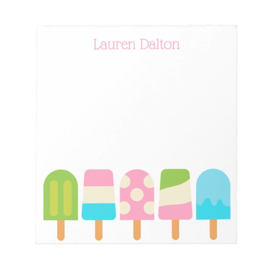 Polka Dot Popsicles Personalisiert Notepad Notizblock (Vorderseite)