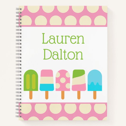 Polka Dot Popsicles Personalisiert SpiralNotebook Notizblock (Vorderseite)