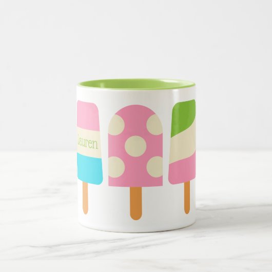 Polka Dot Popsicles Personalisierte Mug Zweifarbige Tasse (Mittel)