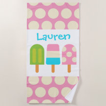 Polka Dot Popsicles Personalisiertes Strandtuch