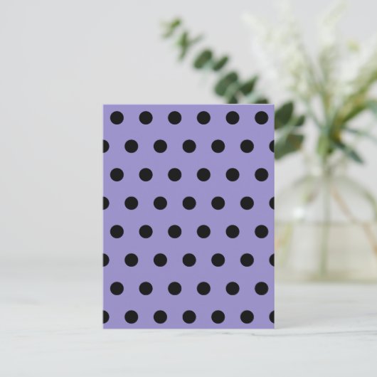 Polka Dot Postcard (Lavender & Black) Postkarte (Stehend Vorderseite)