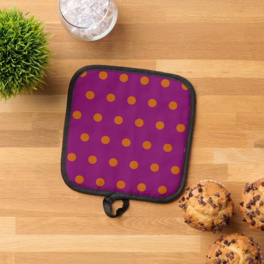 Polka Dot Pot Holder (Deep Magenta & Orange) Topflappen (Oben Unten)